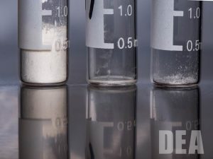 An equivalent dose of heroin, fentanyl, and carfentanil side-by-side (image courtesy of the US DEA)