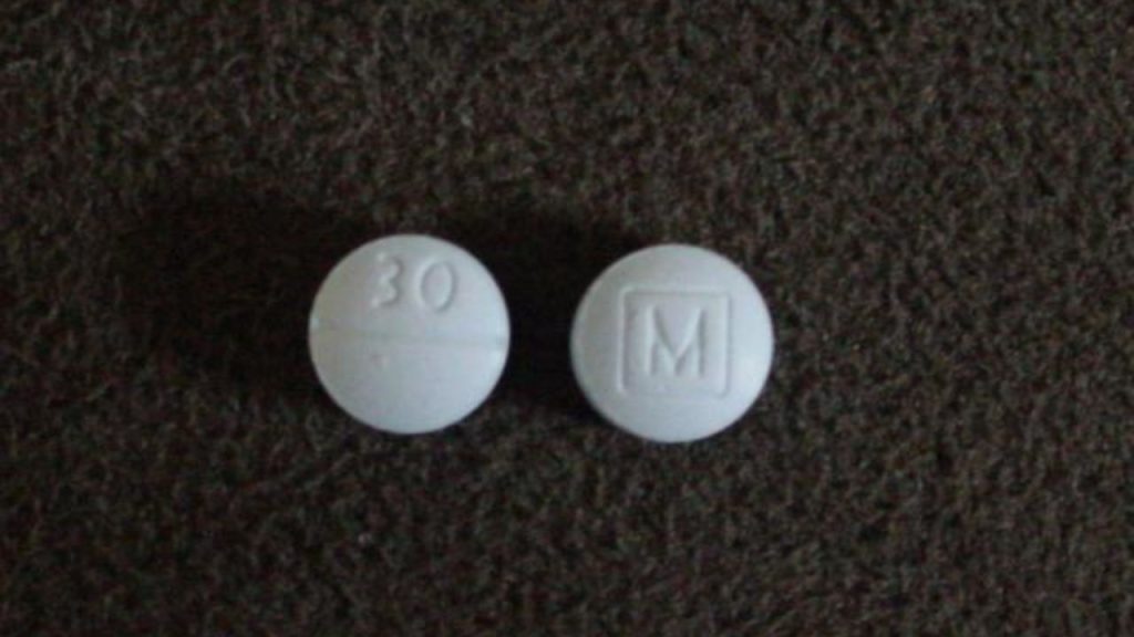 An M30 oxycodone pill