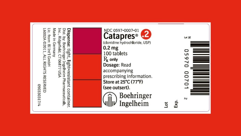 Clonidine label for Catapres
